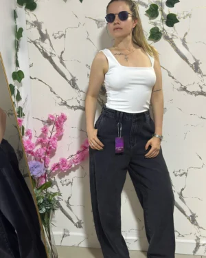 Jean baggy gris rigido